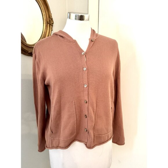 J. Jill purejill Organic Cotton Cardigan Button Closure SP S Pink Oversized - Picture 11 of 11